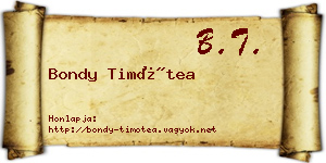 Bondy Timótea névjegykártya